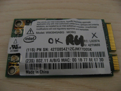 Placa wireless Lenovo ThinkPad R61, Intel WM3945ABG MOW2, 42T0855, L02374 foto