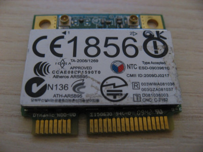 Placa wireless HP Pavillion DV6, U98Z062.11 LF, 580101-002, 495846-004 foto