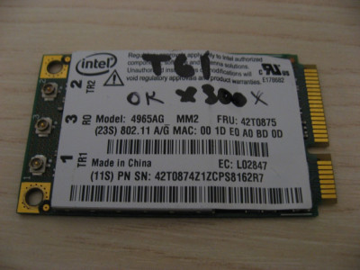 Placa wireless Lenovo ThinkPad X300, Intel 4965AG_MM2, 42T0875, L02847 foto