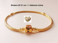 Bratara PANDORA GOLD (2 modele la alegere) placat aur + 1 charm inima cadou foto