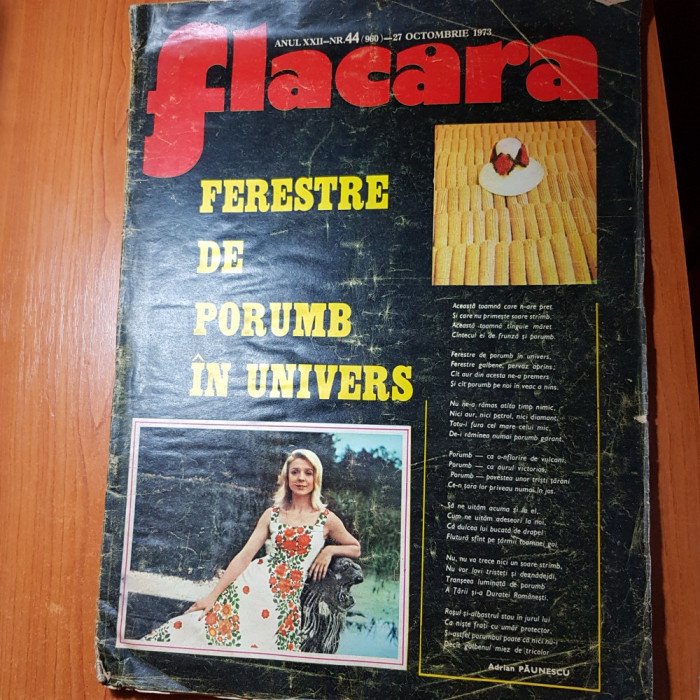 revista flacara 27 octombrie 1973- articol si foto festivalul sarmis,hunedoara