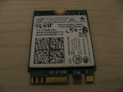 Placa wireless Toshiba Satellite L50-B, Intel AC 3160, PA5165U-1MPC G86C0006RB10 foto