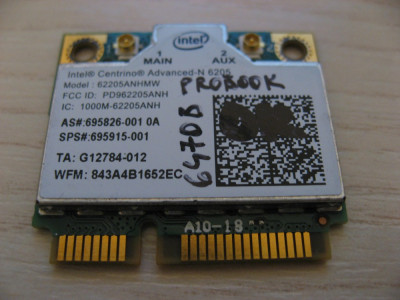 Placa wireless HP ProBook 6470b, Intel 6205, 62205ANHMW, 696826-001, 695915-001 foto