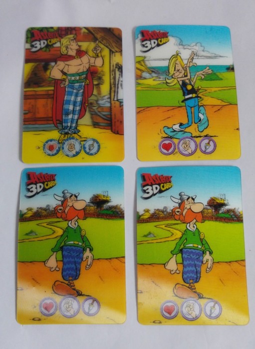 4 Asterix 3D cards cartonase desene animate, colectie