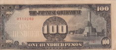 OCUPATIA JAPONEZA IN FILIPINE 100 pesos 1943 VF+++!!! foto