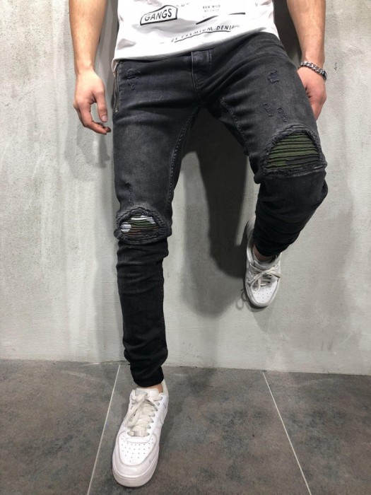 Blugi barbati negri cu model conici skinny casual - COLECTIE NOUA H3 - 13760 Blugi barbati negri cu model conici skinny casual - COLECTIE NOUA H3 - 13760