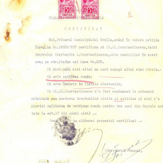 Z188 DOCUMENT VECHI- PRIMARIA MUNICIPIULUI BRAILA -CERTIFICAT CETATENIE ROMANA