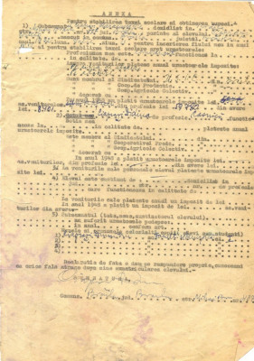 Z192 DOCUMENT VECHI-ANEXA STABILIRE TAXE SCOLARE , BURSA- CEAPRAZI HARALAMBIE foto