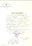 Z206 DOCUMENT VECHI -LICEUL DE FETE, BRAILA -FOAIE PERSONALA-DUMITRESCU GEORGETA