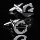 Butoni argintii litera G metalici + ambalaj cadou, Inox