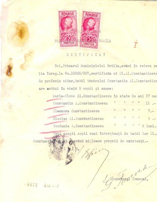 Z187 DOCUMENT VECHI- PRIMARIA MUNICIPIULUI BRAILA -CONSTANTIN AL. CONSTANTINESCU foto