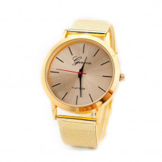 Ceas dama Geneva elegant fashion luxury style bratara metalica gold foto