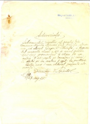 Z197 DOCUMENT VECHI-APOSTOL-DIRECTOR SCOALA MOVILA-MIRESEI, BRAILA- GAGU CHIRITA foto