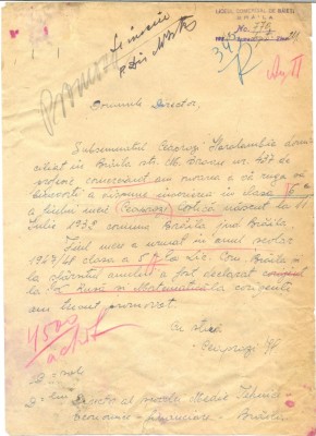 Z195 DOCUMENT VECHI-LICEUL COMERCIAL DE BAIETI, BRAILA -ANUL 1948 -CEAPRAZI foto