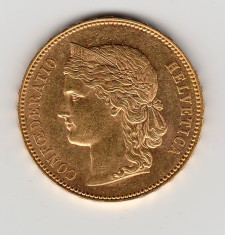 * Moneda 20 franci (francs) 1893 B aur Elvetia (Helvetica) - P foto