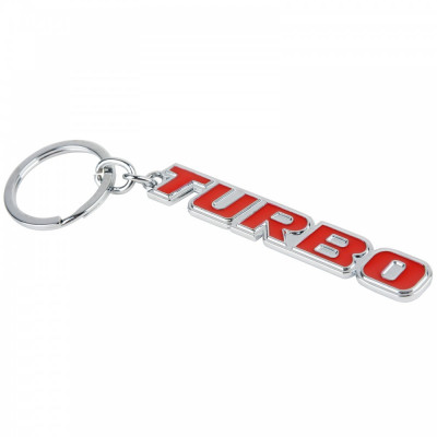 Breloc auto TURBO text metalic + ambalaj cadou foto