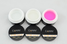 Set 3 geluri canni black, constructie unghii false, roz, transparent, alb, 15 ml foto