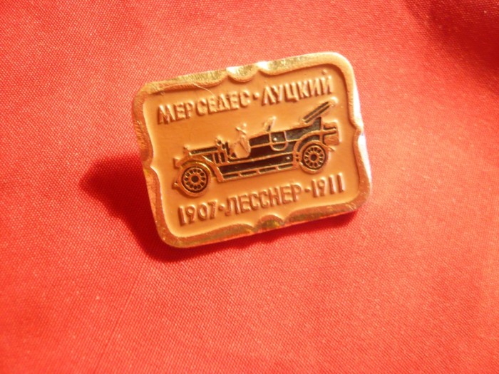 Insigna Automobil Mercedes 1907-1911 , metal si email , L= 3 cm