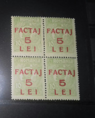 Romania 1928 &amp;quot;Factaj&amp;quot; bloc de 4 mnh foto