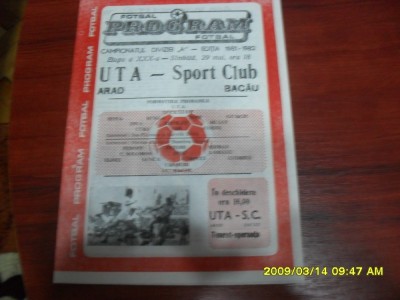 program UTA - SC Bacau foto