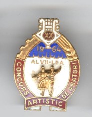 Al VII lea Congres artistic de amatori 1964 Insigna email la cald superba RPR