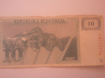 Slovenia 10 tolar 1990, circulată foto
