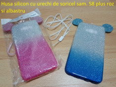 Husa silicon cu urechi de soricel sam. S8 plus roz si albastru foto