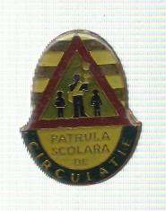 AMS# - INSIGNA PIONIERI PATRULA SCOLARA DE CIRCULATIE, var. mica, SUPERBA! foto