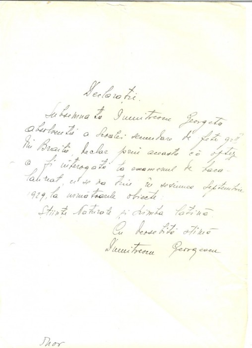 Z232 DOCUMENT VECHI - SCOALA SECUNDARA DE FETE, BRAILA-DUMITRESCU GEORGETA -1929