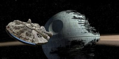 Poster Star Wars Millenium Versus Death Star 50X25cm foto