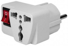 Adaptor priza UK la CEE 7/7 cu intrerupator OEM UK/SW-BU foto