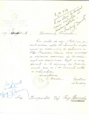 Z236 DOCUMENT VECHI -LICEUL DE FETE ,,TACHE SI ELENA ANASTASIU&amp;quot; TECUCI -ANUL1929 foto