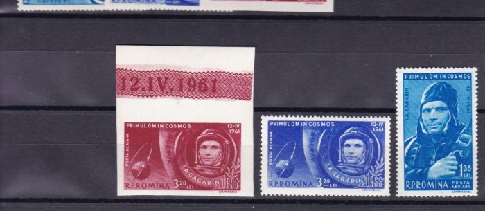 ROMANIA 1961 LP 516 LP516a PRIMUL OM IN COSMOS DANTELAT SI NEDATELAT SERII MNH ROMANIA 1961 LP 516 LP516a PRIMUL OM IN COSMOS DANTELAT SI NEDATELAT SERII MNH