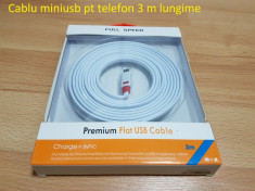 Cablu mini usb pt telefon 3 m lungime foto