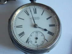 Ceas de buzunar din argint cu lant si cheie-Salsbury High street Guldford(5160) foto