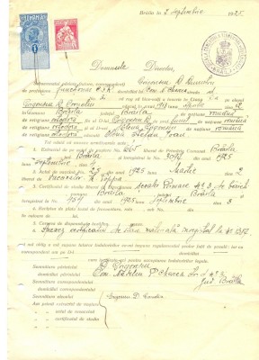 Z224 DOCUMENT VECHI -SCOALA COMERCIALA ELEMENTARA SI SUPERIOARA, BRAILA -1925 foto