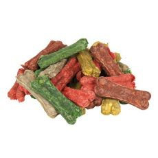 Beef rawhide chew bones for dogs, coloured - 100x foto