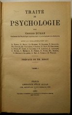 PSIHOLOGIE, de Georges Dumas, Paris, 1923. Dedicatie autogr. de Teodor Nes. foto