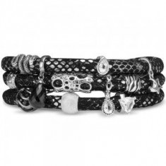 Bratara Personalizata Christina Piele Naturala Black Silver Nightlife foto