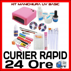 KIT UNGHII FALSE GEL UV MANICHIURA, 100 TIPSURI, GELURI UV - VARIANTA BASIC foto