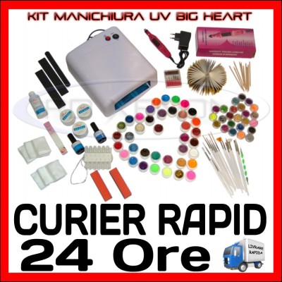 Kit Unghii False Gel Uv Manichiura Pila Electrica Varianta Big