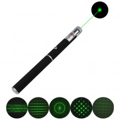 Laser verde putere mare 10 mW, 5 capete proiectie, metalic, tip stilou foto