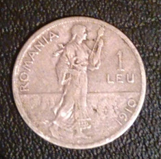 Moneda Romania 1 Leu 1910, Argint foto