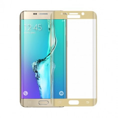 Folie Sticla Curbata Samsung Galaxy S6 Edge Gold foto