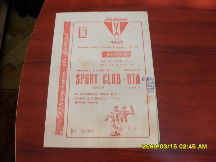 program UTA - SC Bacau