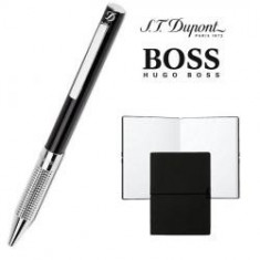 Set Pix S. T. Dupont Bille Black Diamond si Note Pad Black Hugo Boss foto