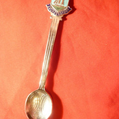 Lingurita ornamentata- Suvenir Saundersfoot Scotia- Corabie ,L= 11,6 cm ,metal
