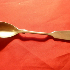 Lingurita veche tip spatula , metal argintat , L= 12,5 cm