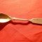 Lingurita veche tip spatula , metal argintat , L= 12,5 cm