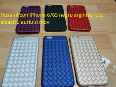 Husa silicon IPhone 6/6S negru argintiu rosu albastru auriu si mov foto